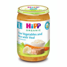 Акція на Дитяче овочеве пюре HiPP Ніжні овочі з рисом та телятиною, від 8 місяців, 220 г від Eva