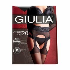 Акція на Класичні жіночі колготки з поліаміду з відкритими зонами на стегнах та мережевним поясом Giulia Impresso Love 20 DEN, Nero, розмір 3 від Eva