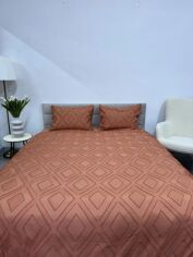 Акція на Покривало Ecotton Жаккард чохол 150х215 см + 2 наволочки 50х70 см Orange Полисатін від Rozetka
