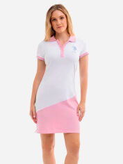 Акция на Сукня-футболка коротка літня жіноча U.S. Polo Assn 215590-ZH00A(WHITE/PINK) S Біло-рожева от Rozetka