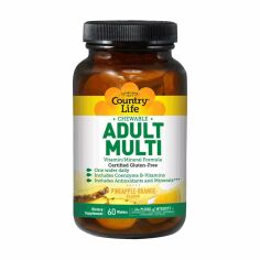 Акция на Дієтична добавка в жувальних таблетках Country Life Adult Multi для дорослих, зі смаком ананаса, 60 шт от Eva