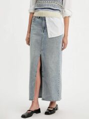 Акція на Спідниця джинсова довга літня пряма жіноча Levi's Ankle Column Skirt A7512-0000 29 Блакитна від Rozetka
