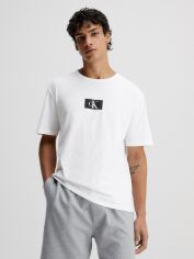 Акция на Футболка бавовняна довга чоловіча Calvin Klein Underwear 000NM2399E-100 XL Біла от Rozetka