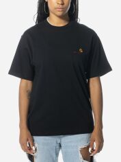 Акція на Футболка бавовняна довга жіноча Carhartt WIP S/S American Script W I032218-89XX XS Чорна від Rozetka