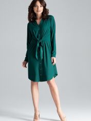 Акция на Плаття-сорочка міді літнє жіноче Lenitif L031 XL Зелене от Rozetka