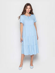 Акція на Сукня-футболка міді літня жіноча NARODNYY BUTIK Тюльпан 3 111-417 52 Блакитна від Rozetka