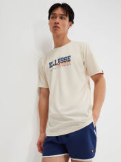 Акция на Футболка бавовняна довга чоловіча Ellesse Zagda T-Shirt SHV20122-904 L Бежева з принтом от Rozetka