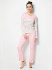 Акція на Піжама (лонгслів + штани) жіноча великих розмірів з віскози DoReMi 002-000520 L-XL Рожева від Rozetka