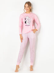 Акция на Піжама (лонгслів + штани) жіноча великих розмірів бавовняна DoReMi 002-000719 L-XL Рожева от Rozetka