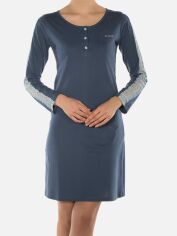 Акция на Нічна сорочка жіноча бавовняна великого розміру DoReMi 002-000507 XL-XXL Синя от Rozetka