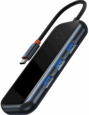 Акція на Baseus Adapter AcmeJoy USB-C to 3xUSB3.0+USB-C Dark Grey (WKJZ010013) від Stylus