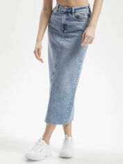 Акція на Спідниця джинсова міді літня жіноча Cross Jeans C 4914-005 L Блакитна від Rozetka