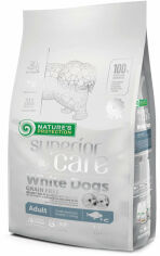 Акция на Сухой корм Nature's Protection Np Superior Care White Dogs Grain Free Adult Small and Mini для собак белого окраса с лососем 1.5 кг (NPSC45667) от Stylus