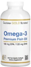 Акция на California Gold Nutrition Omega-3 Premium Fish Oil Омега-3 рыбий жир премиум-класса 240 капсул от Stylus