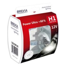 Акція на Лампа Brevia галогеновая H1 12V 55W P14.5s Power Ultra +60% S2 (12010PUS) від MOYO