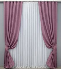 Акція на Комплект готових штор VR-Textil з тканини Амелі № 1352ш 1.5 х 2.7 м 2 шт Темно-рожевих (33-0175) від Rozetka