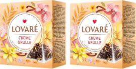 Акція на Упаковка чаю Lovare чорного з лапачо, з пелюстками квітів і ароматом крем-брюле Creme Brulee 2 пачки по 15 пірамідок від Rozetka