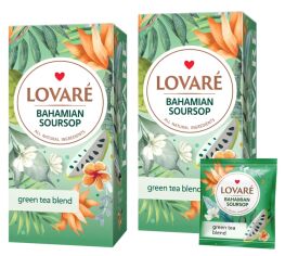 Акція на Упаковка китайського зеленого чаю Lovare Багамський саусеп з фруктами та пелюстками квітів 2 пачки по 24 пакетики від Rozetka