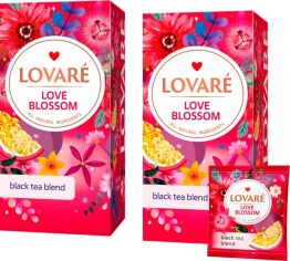 Акція на Упаковка Чорного чаю пакетованого Lovare Розквіт любові з фруктами ягодами пелюстками квітів арматом маракуї та манго 24 пакетика х 2 шт від Rozetka