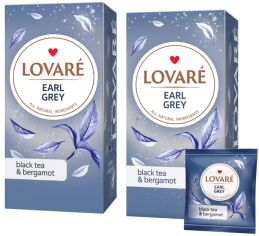 Акция на Упаковка чорного чаю Lovare Earl Grey з ароматом бергамота 2 пачки х 24 пакетика в індивідуальних конвертах от Rozetka