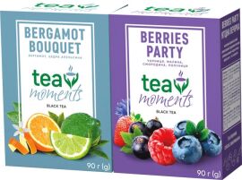 Акція на Набір чорного листового чаю Tea Moments Bergamot Bouquet зі смаком бергамоту 90 г + Berries Party зі смаком ягід 90 г від Rozetka