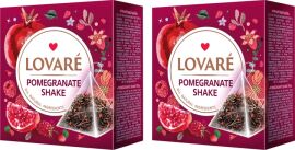 Акція на Упаковка чаю Lovare чорного з пелюстками квітів і ароматом граната Pomegranate Shake 2 пачки по 15 пірамідок від Rozetka