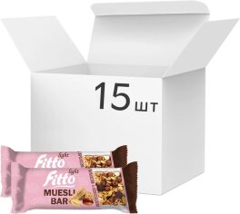 Акція на Упаковка батончиків-мюслі Fitto Light з арахісом та шоколадом з глазурованим корпусом із зірваних круп 25 г х 15 шт від Rozetka
