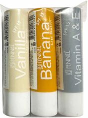 Акція на Набір бальзамів для губ Fennel Set Vitamin A&E+Banana+Vanilla 3x3.2 г від Rozetka