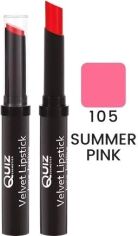 Акция на Помада Quiz Velvet long lasting lipstick 105 Summer Pink 3 г от Rozetka
