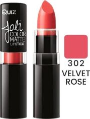 Акція на Помада Quiz Joli Color Matte long lasting lipstick Матова 302 Velvet Rose 4.2 г від Rozetka