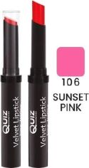 Акція на Помада Quiz Velvet long lasting lipstick 106 Sunset Pink 3 г від Rozetka