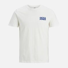 Акція на Футболка бавовняна довга чоловіча Jack & Jones 12151955-13 S Біла з принтом від Rozetka