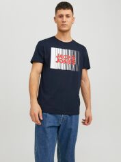 Акція на Футболка бавовняна довга чоловіча Jack & Jones 12233999-62038 S Navy Blazer від Rozetka