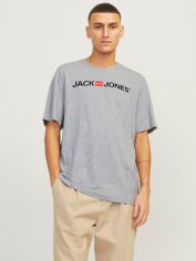 Акція на Футболка бавовняна довга чоловіча Jack & Jones 12137126-54013 L Light Grey Melange від Rozetka
