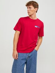 Акція на Футболка бавовняна довга чоловіча Jack & Jones 12233999 XL Червона від Rozetka