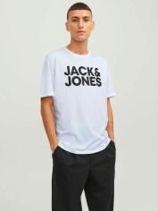 Акція на Футболка бавовняна довга чоловіча Jack & Jones 12151955 XL Біла від Rozetka