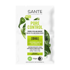 Акция на Біомаска-пілінг для обличчя Sante Pore Control Facial Mask для комбінованої шкіри, з BHA-кислотою, комплексом ніацинаміду та зеленим чаєм, 2*4 мл от Eva
