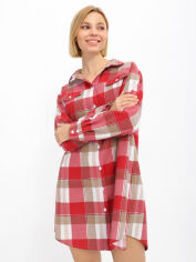 Акция на Піжамне плаття жіноче утеплене бавовняне Promin 2051-04_317 XL Червоне от Rozetka