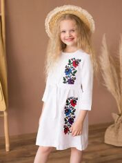 Акция на Підліткова сукня-вишиванка для дівчинки MEREZHKA Мальва ksd067 140-146 см Біла от Rozetka