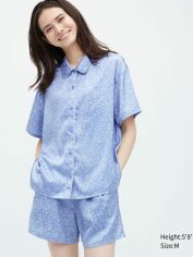 Акція на Піжама (сорочка + шорти) жіноча UNIQLO 645330819 XS Блакитна від Rozetka