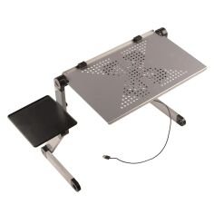 Акція на Столик для ноутбука Supretto складаний з вентилятором, сріблястий (58000002) від Wellamart