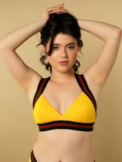 Акція на Верхня частина купальника жіноча brabrabra Смугастий комфорт SO246815 75C Жовта від Rozetka