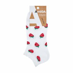 Акция на Жіночі шкарпетки AmiGA Полуниці, укорочені, розмір 23-25 от Eva