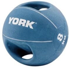 Акція на York Fitness медбол с двумя ручками 8 кг синий (20014961807343) від Stylus