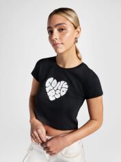 Акція на Футболка бавовняна коротка жіноча Converse Colorful Heart Tee Black 10026369-001 L Чорна від Rozetka