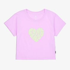 Акция на бавовняна жіноча футболка Converse Colorful Heart Tee Stardust Lilac 10026369-523 L Лілова от Rozetka