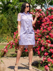 Акция на Плаття-сорочка міні літнє жіноче Jaklin 7884 L Блакитне от Rozetka