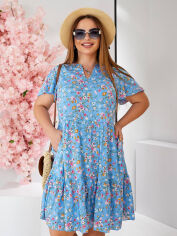 Акція на Плаття міді літнє жіноче Faer 012 50 Блакитне від Rozetka