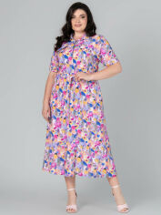 Акция на Плаття-сорочка міді літнє жіноче All Posa Севілья 101990 60 Квіти от Rozetka