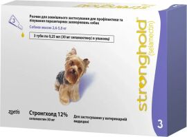 Акція на Капли Zoetis Стронгхолд 12% для собак от блох и клещей 2.5-5 кг 0.25 мл х 3 пипетки (10008308) від Stylus